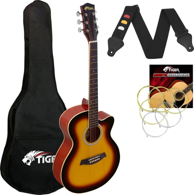 Tiger ACG1 Acoustic Guitar 3/4 Size Sunburst 1