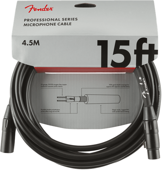 Fender Professional Microphone Cable, 4.5m/15ft, Black