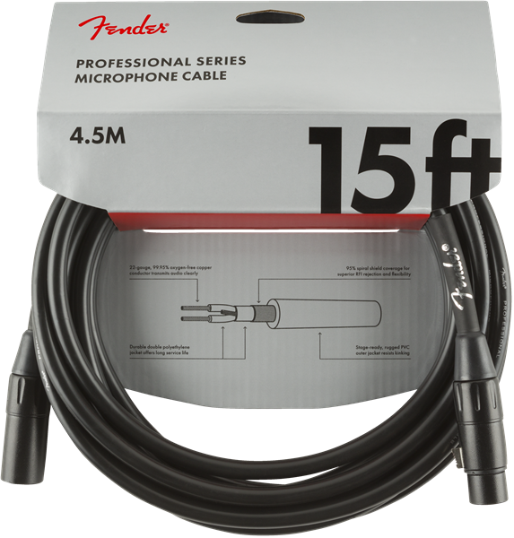 Fender Professional Mic Cable 4.5m/15ft Black