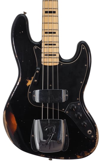 Fender Custom Shop 1975 Jazz Bass Heavy Relic, Black Over 3-Tone Sunburst