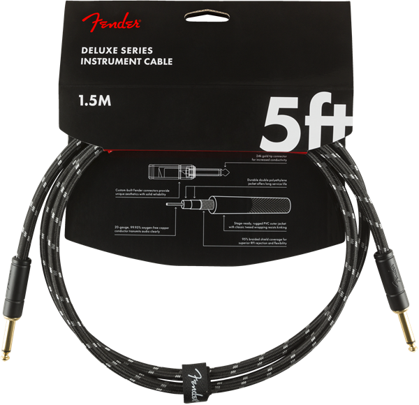 Fender Deluxe Patch Cable 1.5m/5ft Black Tweed