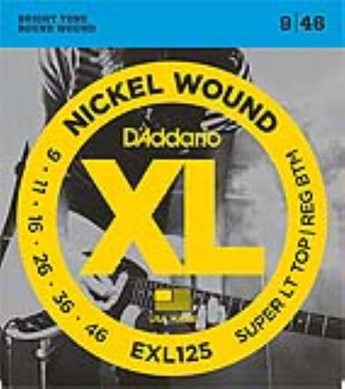D'Addario EXL125 Nickel Wound Electric, Super Light Top/Regular Bottom, 9-46