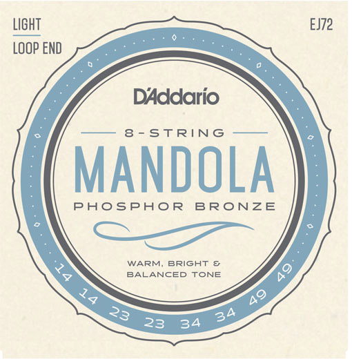 D'Addario EJ72 Phosphor Bronze 8 String Mandola, Light, 14-49