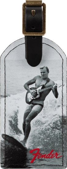 Fender Vintage Ad Luggage Tag, Surfer