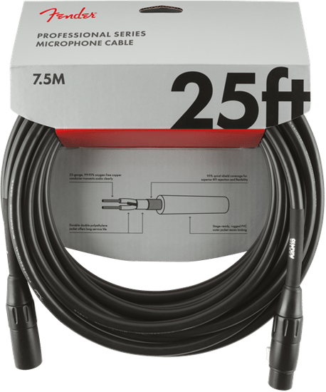 Fender Professional Microphone Cable, 7.6m/25ft, Black