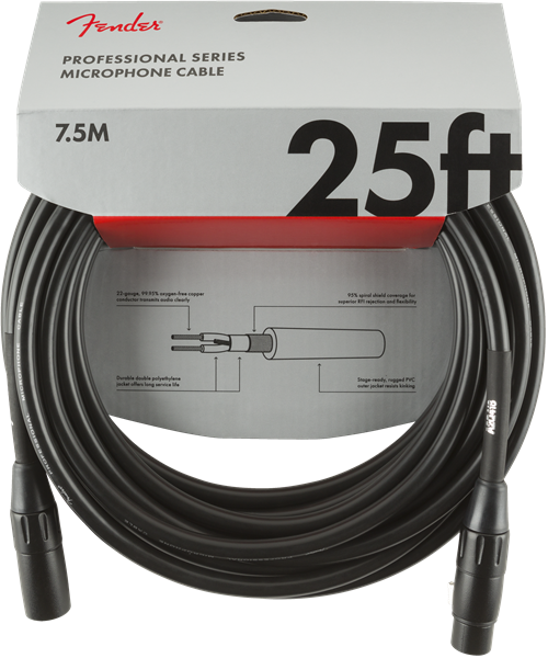 Fender Professional Mic Cable 25ft Black