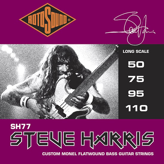 Rotosound SH77 Steve Harris Bass, Monel Flatwound, Long Scale, Custom, 50-110