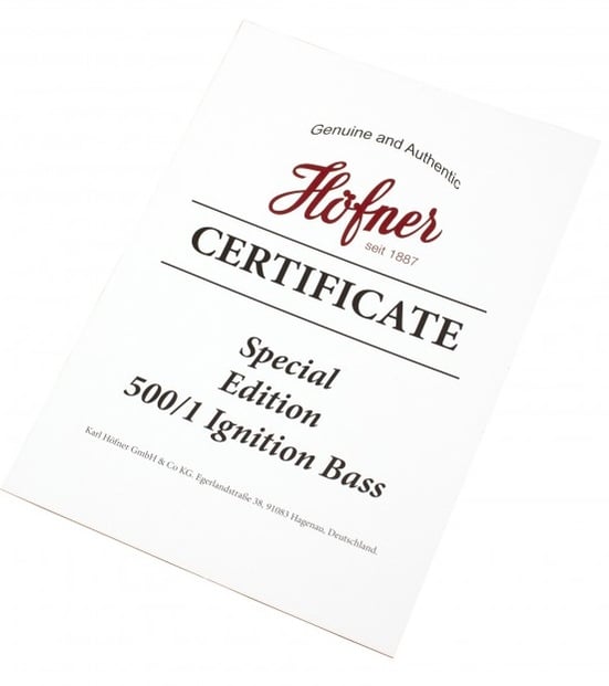 Hofner Ignition SE Bass - Certificate
