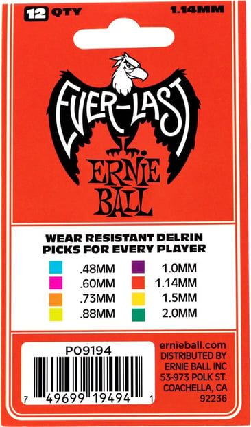 Ernie Ball Everlast 1.14mm Red 12 Pack Back