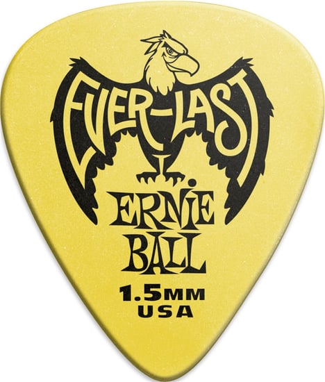 Ernie Ball 9195 Everlast Pick, 1.5mm, Yellow, 12 Pack