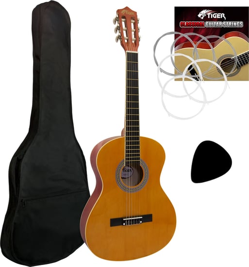 Tiger CLG2 Classical Guitar Starter Pack, 3/4 Size