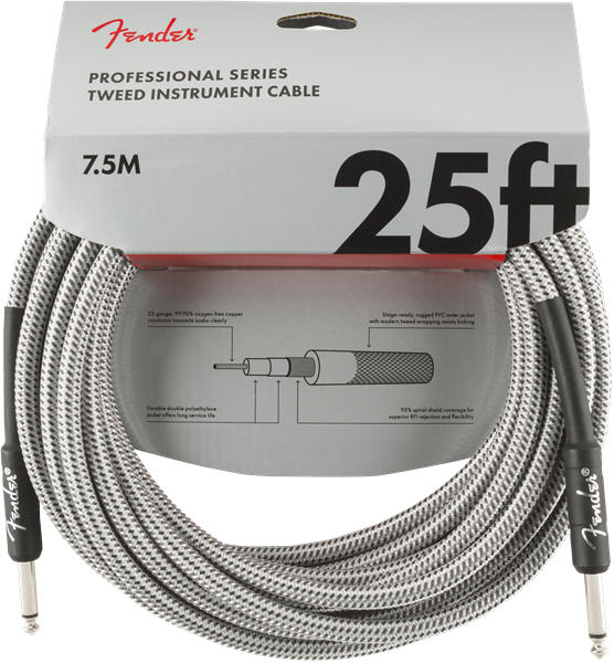 Fender Professional Cable 7.6m/25ft White Tweed