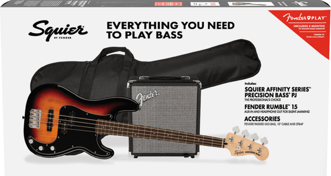 Squier Precision Bass PJ Pack 3-Colour Sunburst