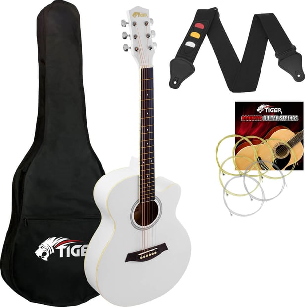 Tiger ACG1 Acoustic Guitar 3/4 Size White 1