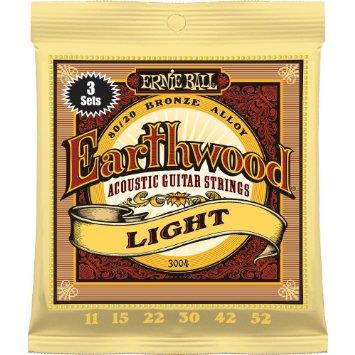 Ernie Ball 3004 Earthwood 80/20 Bronze Acoustic, Light, 11-52, 3 Pack