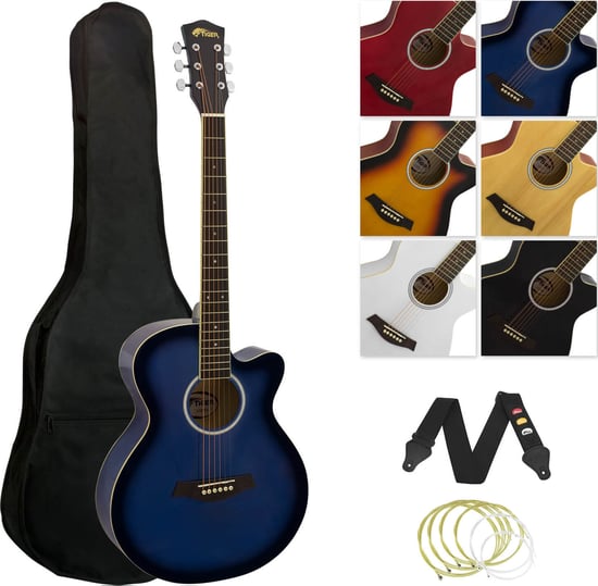 Tiger ACG3 Acoustic Guitar Pack for Beginners, Full Size, Blue