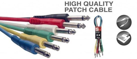 Stagg SPC060E Mono Jack Patch Cable Pack, 60cm/2ft, 6 Pack
