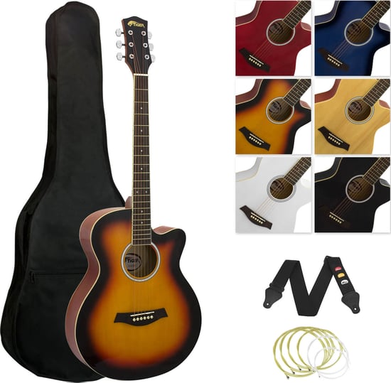 Tiger ACG3 Acoustic Guitar Pack for Beginners, Full Size, Sunburst