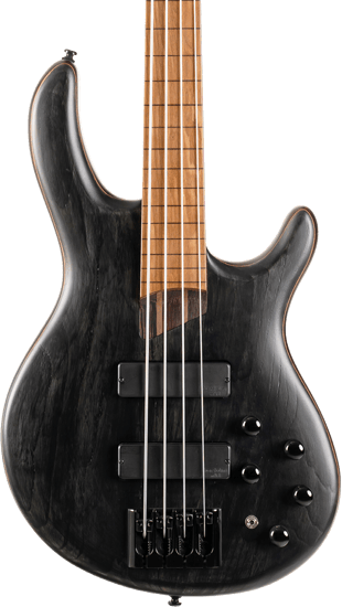 Cort B4 Element FL Fretless Bass, Open Pore Trans Black