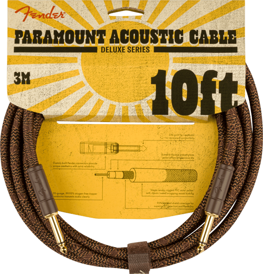 Fender Paramount Acoustic Instrument Cable, 3m/10ft, Brown