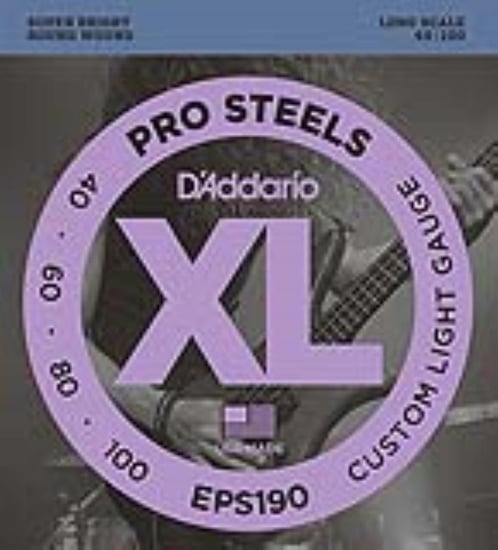 D'Addario EPS190 Pro Steels Bass, Long Scale, Custom Light, 40-100