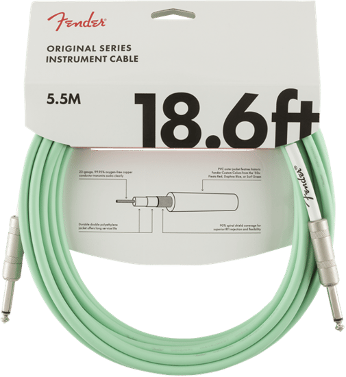 Fender Original Instrument Cable, 5.7m/18.6ft, Surf Green
