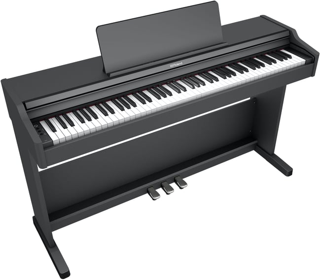 Roland RP107 Digital Piano, Black Open Tilt