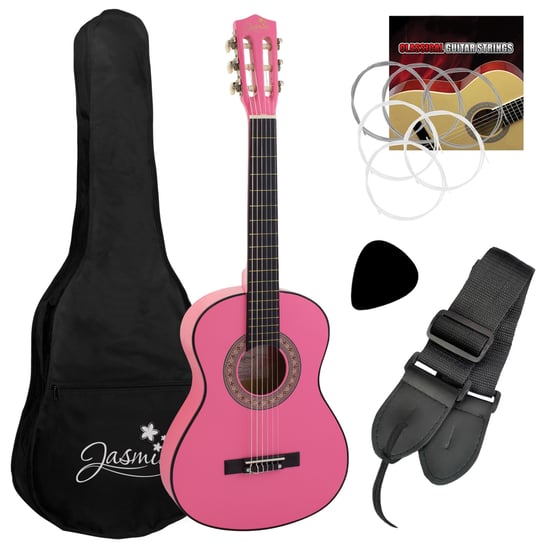 Jasmin CLG5 Classical Guitar Starter Pack, 1/4 Size, Pink