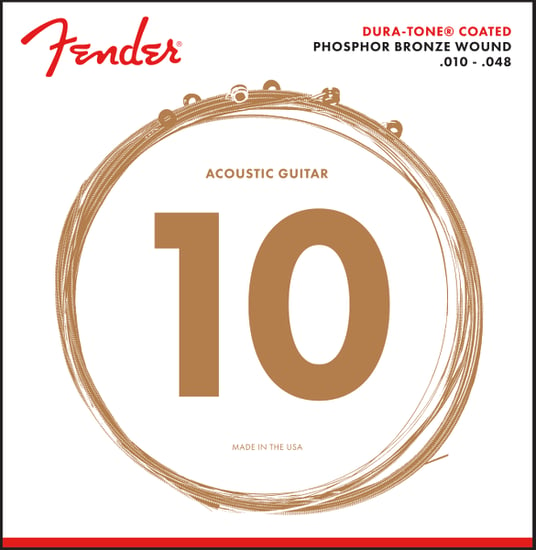 Fender 860XL Phosphor Bronze Dura-Tone Coated Acoustic Strings, 10-48
