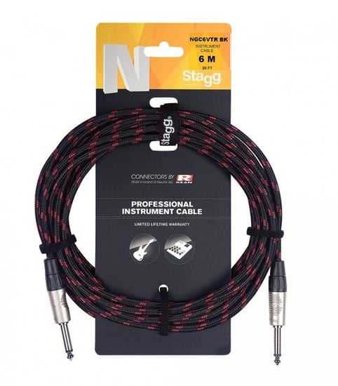 Stagg NGC Instrument Cable, 6m/20ft, Red, Neutrik/Rean NGC6VTR RD