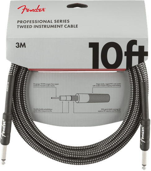 Fender Professional Instrument Cable, 3m/10ft, Gray Tweed