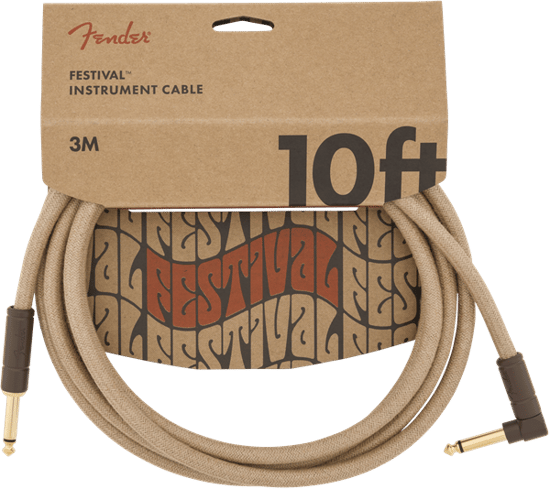Fender Festival Instrument Cable, Angled/Straight, 3M/10FT, Pure Hemp, Natural