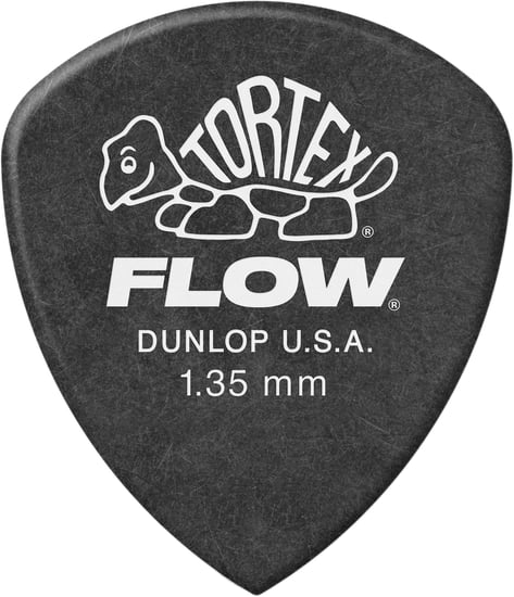 Dunlop 558P Tortex Flow Pick, 1.35mm, Black, 12 Pack