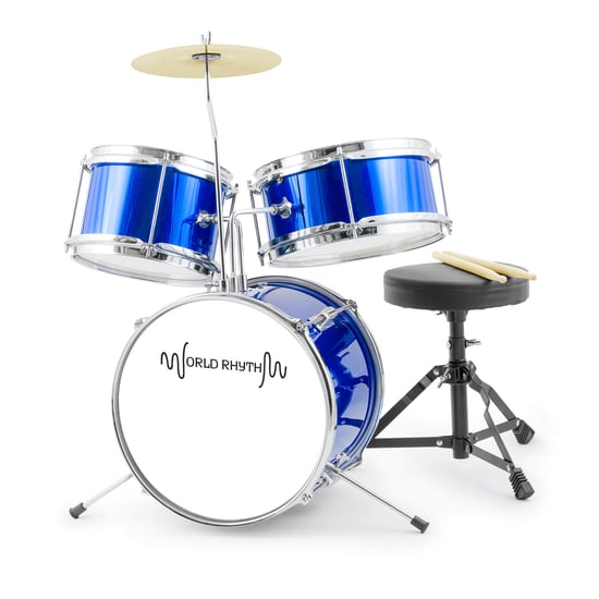 World Rhythm 3 Piece Junior Drum Set, Blue