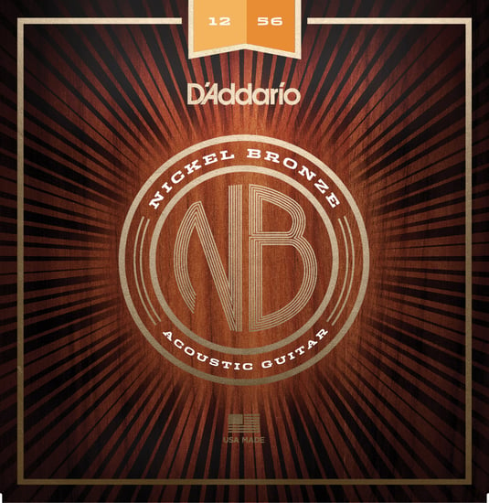 D'Addario NB1256 Nickel Bronze Acoustic, Light Top/Medium Bottom, 12-56