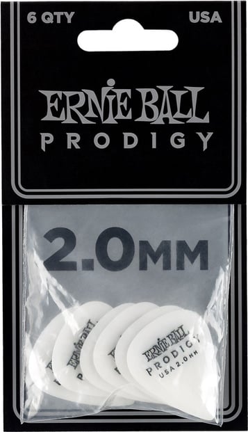 Ernie Ball Prodigy 2mm White 6 Pack Front