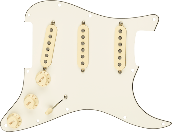 Fender Pre-Wired Strat Pickguard, Tex-Mex SSS, Parchment 11 Hole PG