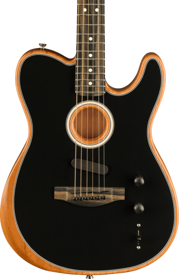 Fender American Acoustasonic Telecaster Acoustic/Electric Guitar, Black