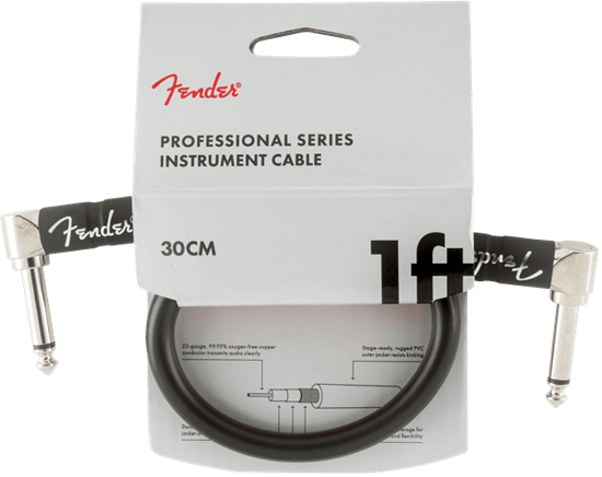 Fender Professional Instrument Patch Cable, 30cm/1ft, Black