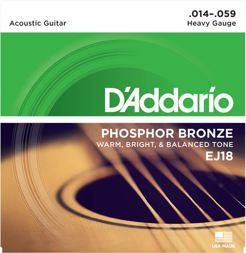 D'Addario EJ18 Phosphor Bronze Acoustic, Heavy, 14-59