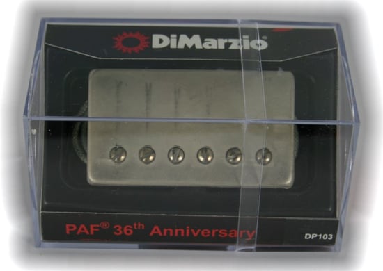 DiMarzio DP103 PAF 36th Anniversary Humbucker Pickup, Long Legs, Worn Nickel