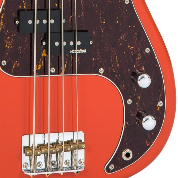 Vintage V4MFR ReIssued Bass, Firenza Red