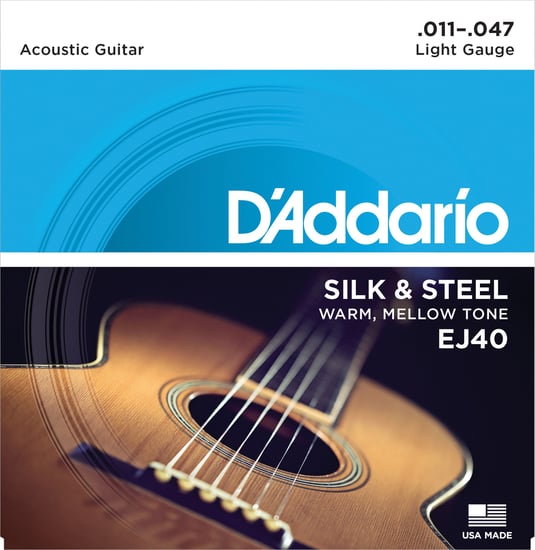 D'Addario EJ40 Silk & Steel Folk Acoustic, Light, 11-47