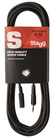 Stagg SAC6MPSBMJS Stereo Mini Jack Extension Cable, 6m/20ft