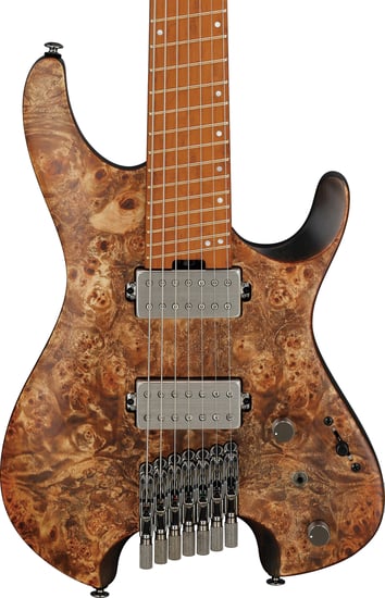 Ibanez QX527PB Headless 7-String, Poplar Burl, Antique Brown Stained