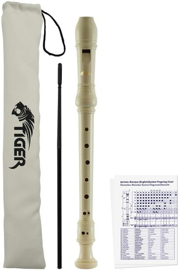 Tiger REC2-WH Beginners Descant Recorder, White