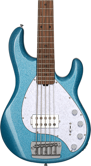 Sterling RAY35 StingRay 5 Bass, Blue Sparkle