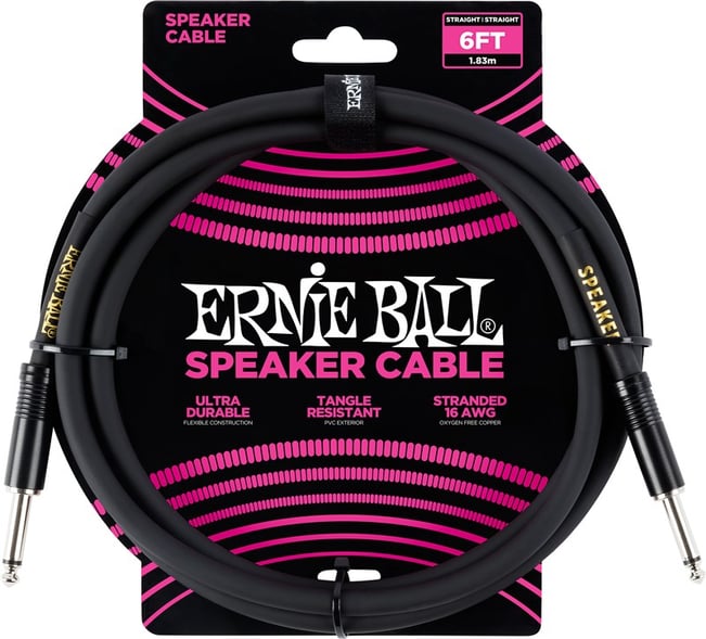 Ernie Ball Speaker Cable 6ft Black Front
