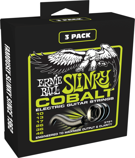 Ernie Ball 3721 Cobalt Regular Slinky, 10-46, 3 Pack