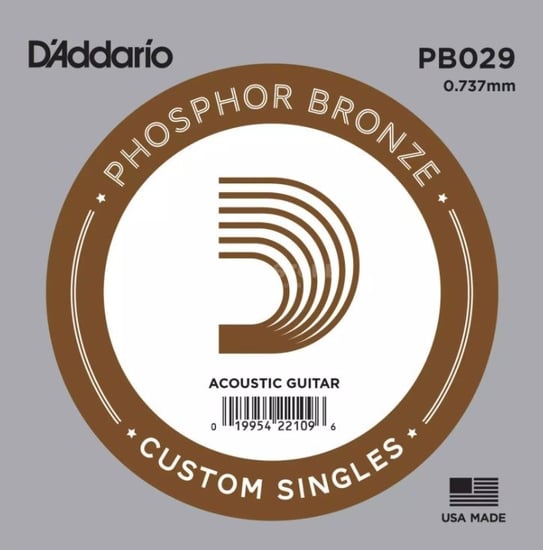 D'Addario PB029 Phosphor Bronze Wound Single String, 29